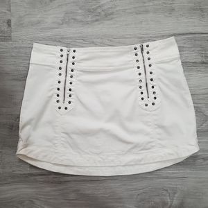 Free People | White Runaway Love Studded Mini Skirt Zippers Size 2
